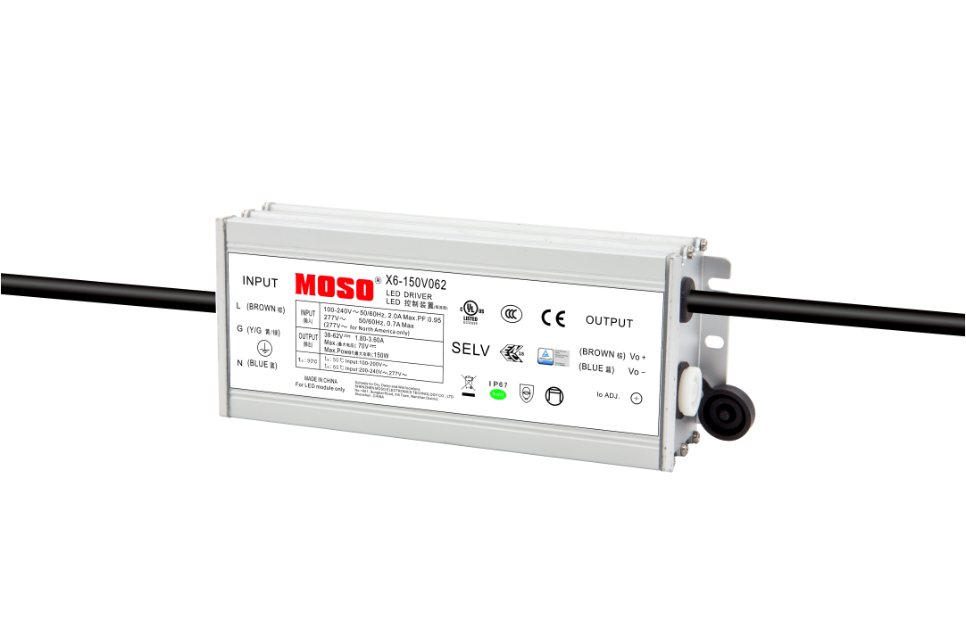 Driver LED MOSO Regulable y programable X6-075M para luminarias LED hasta  75W 90-305 V AC.