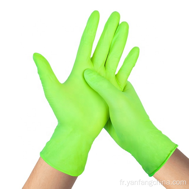 Examen de nitrile vert jetable Gants en latex médicaux