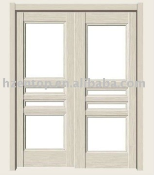 Big size sliding doors/ Tempered glass insert wood interior door/flush door (EA-2146)