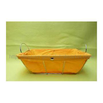 RECTANGULAR WIRE COTTON BREAD BASKET - ORANGE