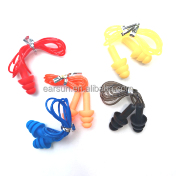 Fast Delivery: Reusable Silicone Waterproof Ear Plugs with PVC Cord, Perfect for Swimming and Showering - Bag Package Included