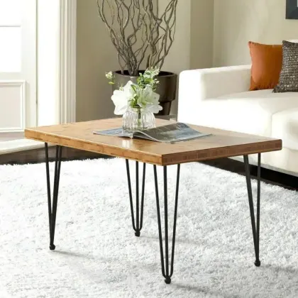 Old Elm Solid Wooden Table with Metal Frame