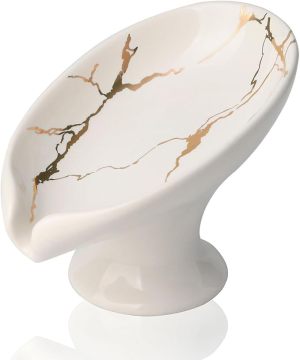 Ceramic Self-Draining Soap Dish for Bathroom Shower