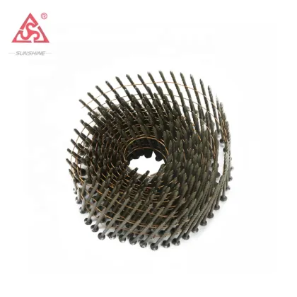 Factory Supply: 3.1mm x 90mm Screw Shank Pallet Nails, Grip-Rite Coil Clout Nails for Wooden Pallet Manufacturing - 3 Inch Coil Nails
