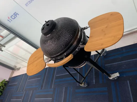 Black Red Kamado Ceramic BBQ Charcoal Grill Easy Cleaning