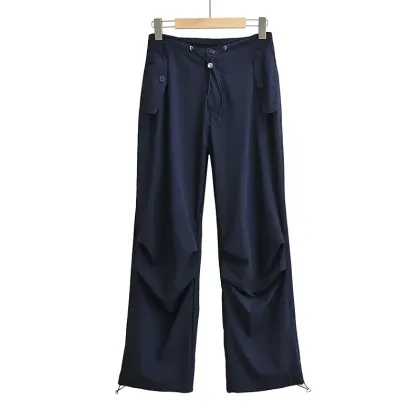 Casual Custom Summer Straight Leg Nylon Windbreaker Cargo Pants for Women