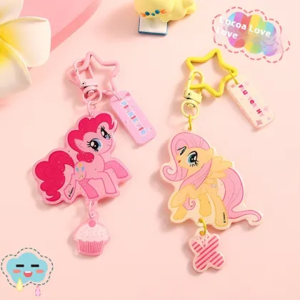 Authentic Authorized My Little Pony PVC Keychain - Cute Creative Car Pendant Gift for Kids
