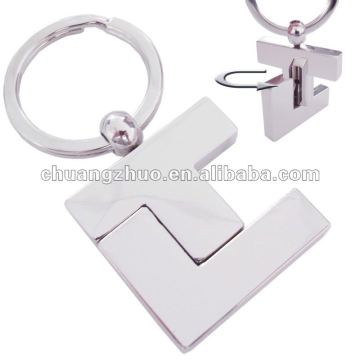 Metal Square "T" "L" Detachable Rotation Keychain3d metal keychain,solid metal keychains,blank metal keychains
