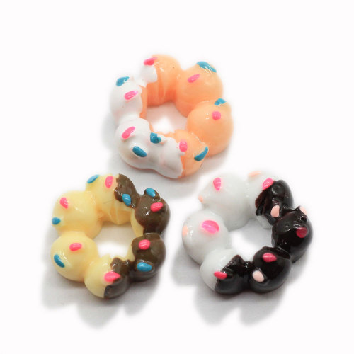 Bunte Harz Donut Simulation Lebensmittel Hohlkuchen Keks Flat Back Cabochon Schleimfüller für Haarspange Telefon Fall DIY Art Decor