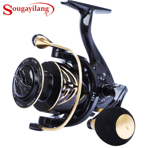 Sougayilang Spinning Reel 12+1BB 12KG Max Drag Power Fishing Reel Lightweight Graphite Frame CNC Aluminum Spool Wheel Pesca