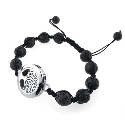 Adjustable lava bead diffuser locket bracelet