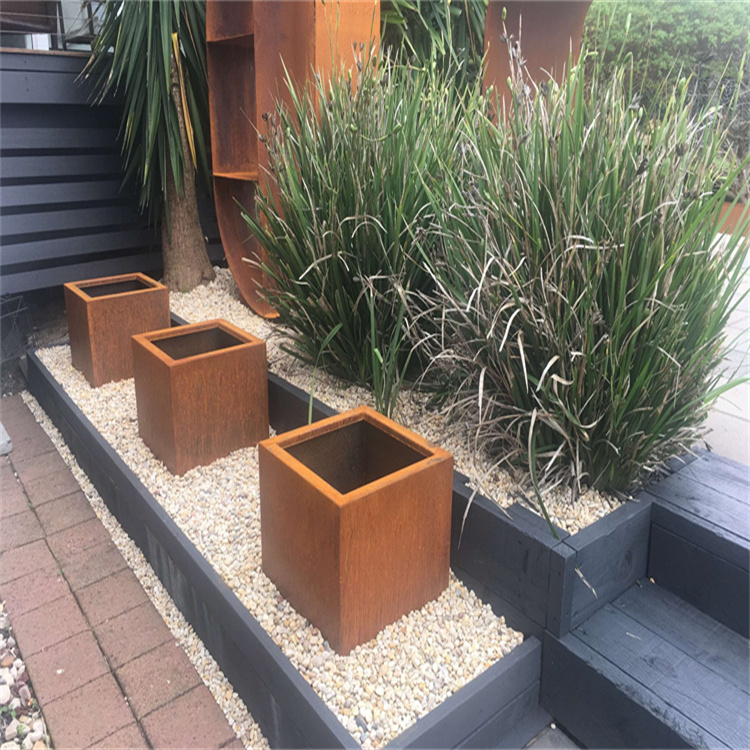 Rusted Corten Steel Flower Planter