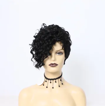 AiShiLi short pixie cut wigs heat resistant Synthetic fiber natural wave black synthetic hair wigs for black women