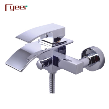 Fyeer Hot Sale Wall Mounted Bathtub Mixer Bathroom Waterfall Bath Faucet with Diverter