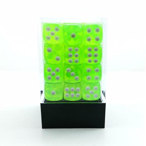 Bescon 12mm 6 Sided Dice 36 in Brick Box, 12mm Sechs Sided Die (36) Block of Dice, Translucent Lime Green mit weißen Pips