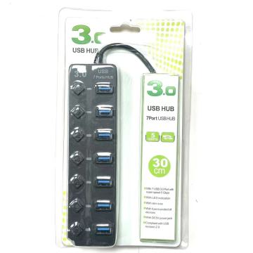 Hub USB 3.0 da 7 porte con pulsante diamantato: splitter multifunzione e mozzo di interruttore