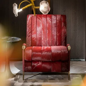 Modern Italian High Luxury Furniture Designer Sofa Chair Noble Wine Red Villa