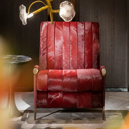Modern Italian High Luxury Furniture Designer Sofa Chair Noble Wine Red Villa