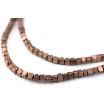 Antiqued Copper Cube Beads 3mm 16 Inch Strand