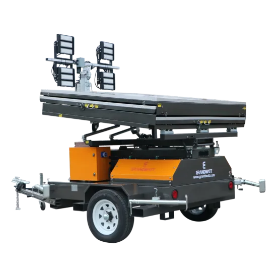 Mobile led solar light tower for mining constructions