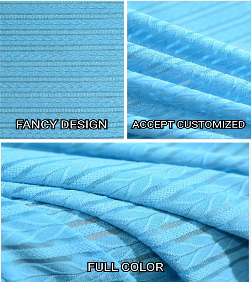Lake Blue Mesh Striped Knitted Jacquard Fabrics (2)