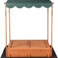 Wooden Kids Sandbox Convertible Canopy Covered Sandbox