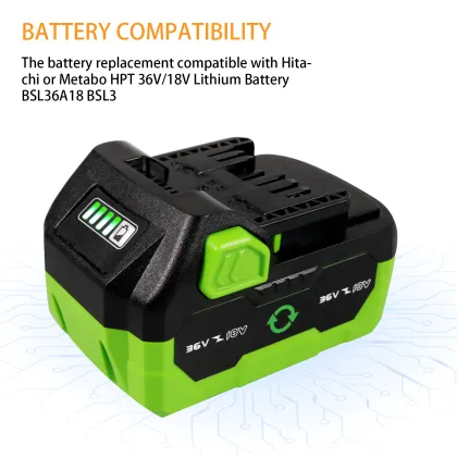 36V to 18V Replacement Lithium Ion Batteries for Hitachi, Hikoki HPT, and Metabo