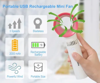 Portable USB Rechargeable Leafless Mini Personal Cooling Fan