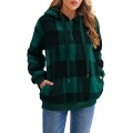 Long Sleeve Hooded Plaid Casual Sweatshirt