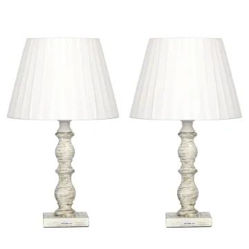 Nightstand Desk Light Fabric Lampshade and Wooden Base