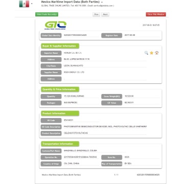 Mexico Solar Cell Import Data