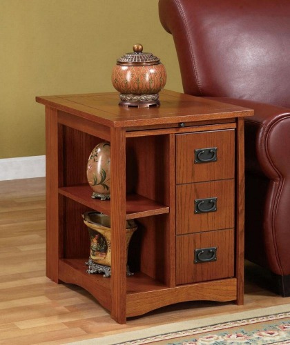 Living Room 3 Drawers Oak Magazine End Table