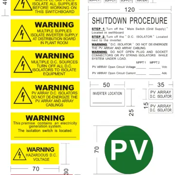 NSPV Solar Warning Stickers - Self-Adhesive PV Solar Panel Labels