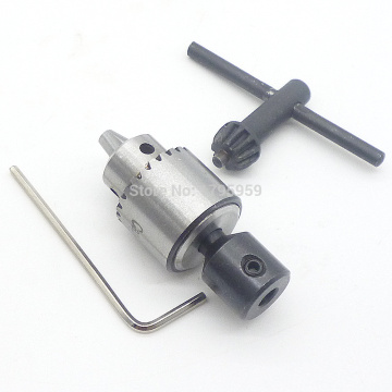Drill Chuck Clamping Range 0.3mm to 4mm with Miniature Motor Drill Bit Chuck 45# Steel 5mm Clamp Connection Shaft and Wrench