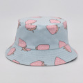 Summer Cotton Strawberry Print Αντηλιακό καπέλο παραλίας Fisherman