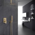 Modern brush gold brass concealed shower set