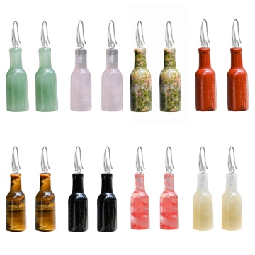 Natural Stone Pendant Earrings Crystal 35MM Wine Bottle Drop Earring Gemstone Pendant Hoop Earring for Women