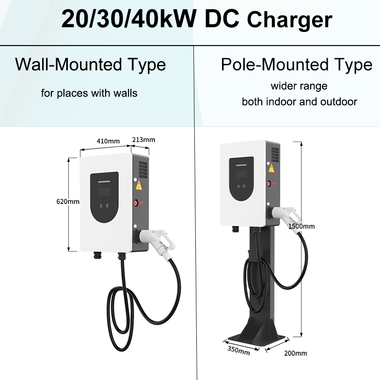 20kW 30kW 40kW दीवार-माउंटेड डीसी चारगेर डबल गन