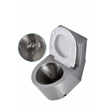 Toilette aus Edelstahl mit Deckel