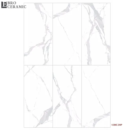 Light Grey High Gloss Calacatta Porcelain Tiles for Walls and Floors