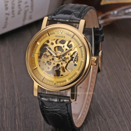 Winner Original Factory Luxury Skeleton Mechanical Custom Watch Wholesale In Alibaba