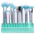 17 PCS Juego de cepillo de maquillaje verde aqua