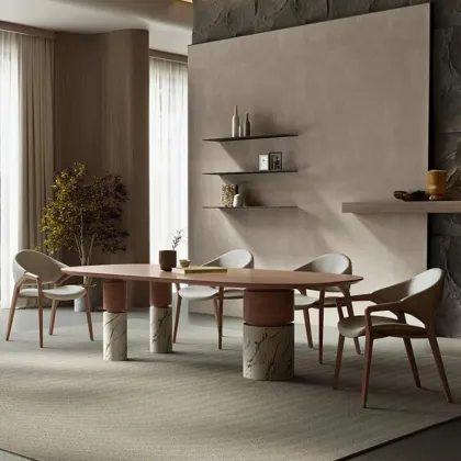 AOMISI CASA Luxury Natural Stone Sintered Rectangular Dining Table