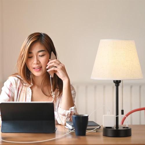 Bedside Nightstand Lamps with Charging Ports