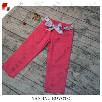 adjustable sash rose red denim jeans pants