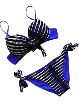 Women Sexy Striped Bras Sets Female Sexy Two Pieces Spaghetti Strap Bikini Set