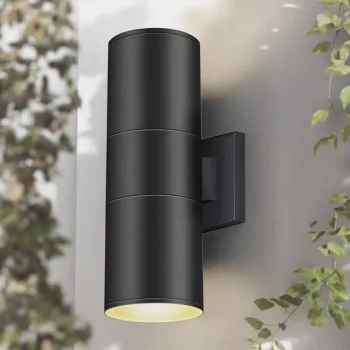 IP65 Waterproof Black Cylinder Modern 12W LED Wall Light