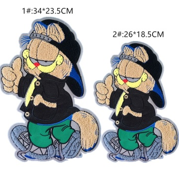 シェニール刺繍猫パッチタオル漫画バッジ