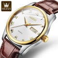 OLEVS Merk Horloge voor Man Lederen Sport Casual Quartz Horloge Kalender Minimalistische Luxe Paar Horloges Voor Man Vrouw Minnaar