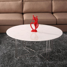 Table basse marbrée ronde en acier inoxydable